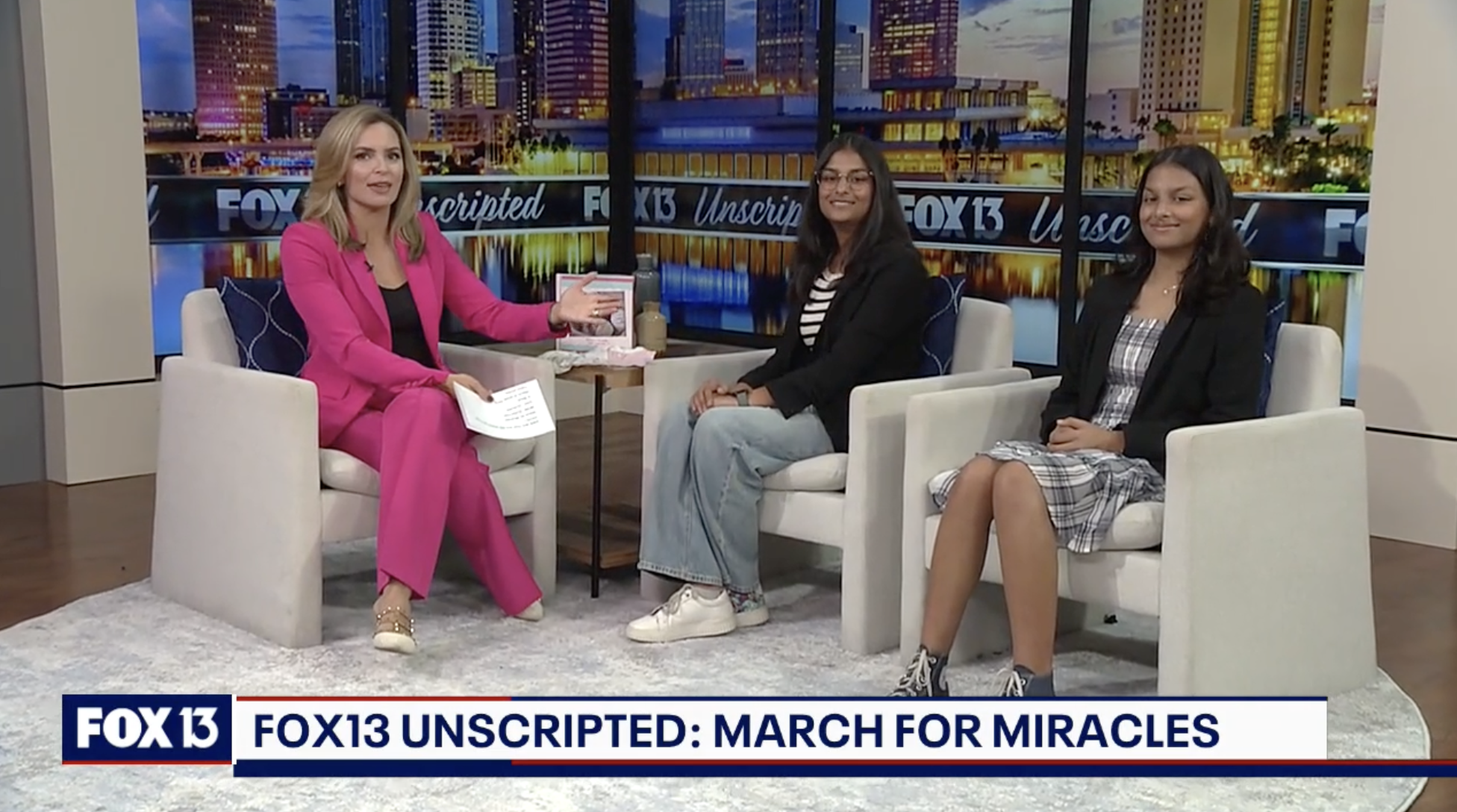 March for Miracles founders Diya and Isha Goel interviewed on Fox 13