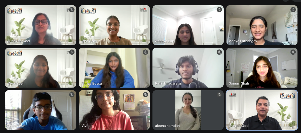 The 2026 March for Miracles youth interns and leaders in their opening virtual session.
